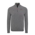 James Madison Grey with Grey Trim Luxury Touch Cotton and Cashmere Quarter Zip Sweater