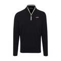 James Madison Black with White Trim Luxury Touch Cotton and Cashmere Quarter Zip Sweater