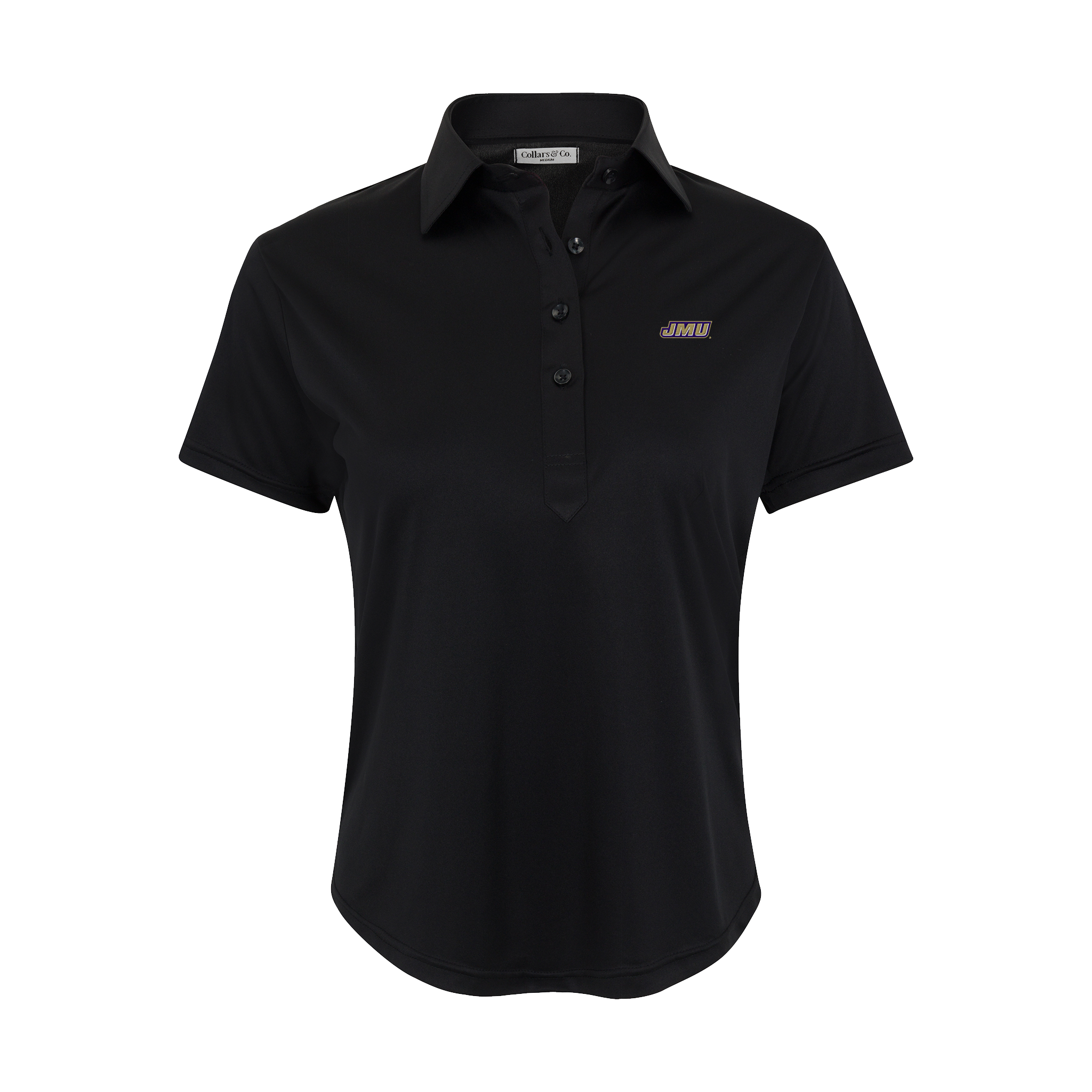 James Madison Women's Cap Sleeve Semi Spread Polo Black