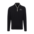 Johns Hopkins Black with White Trim Luxury Touch Cotton and Cashmere Quarter Zip Sweater